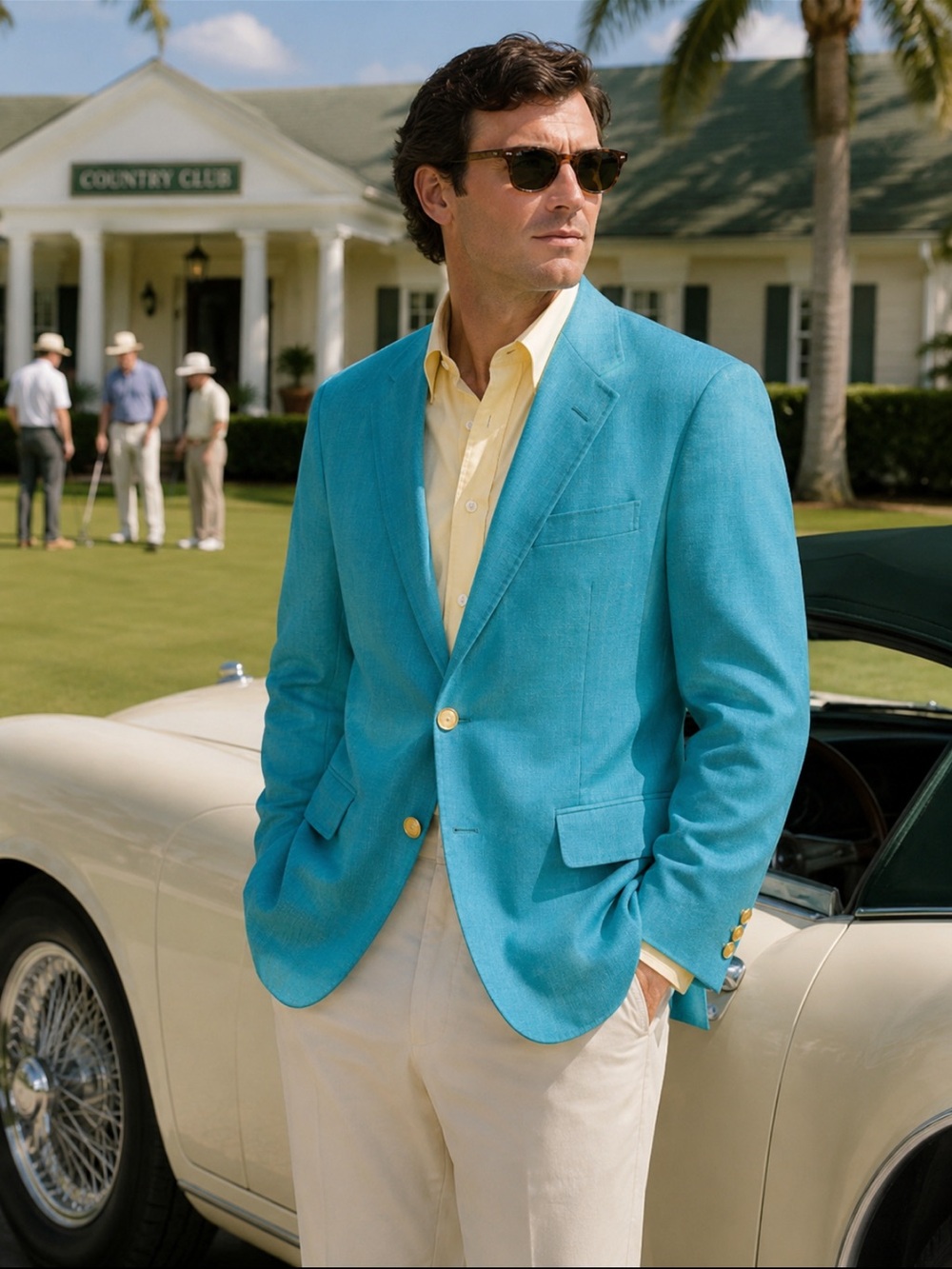 Vintage Palm Beach Men's Turquoise Blazer - Classic Summer Tailoring